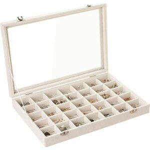 Velvet Jewelry Organizer Tray with Lid Earring Ring Holder Drawer Insert Box